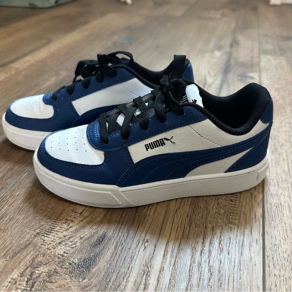 LIKE NEW!! Puma Kid’s Athletic Shoes, Caven Jr. Blue White Black, Youth Size 1